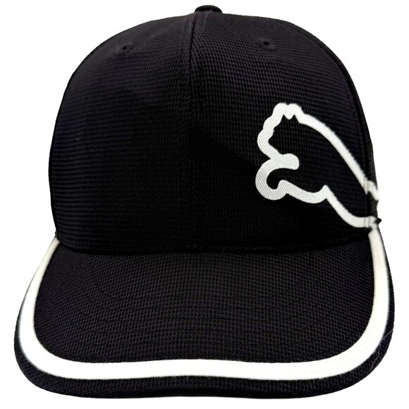PUMA Cobra Golf Hat Cap Black White 210 Fitted Flex Fit Size 6 7/8-7 1/4 - Picture 1 of 11